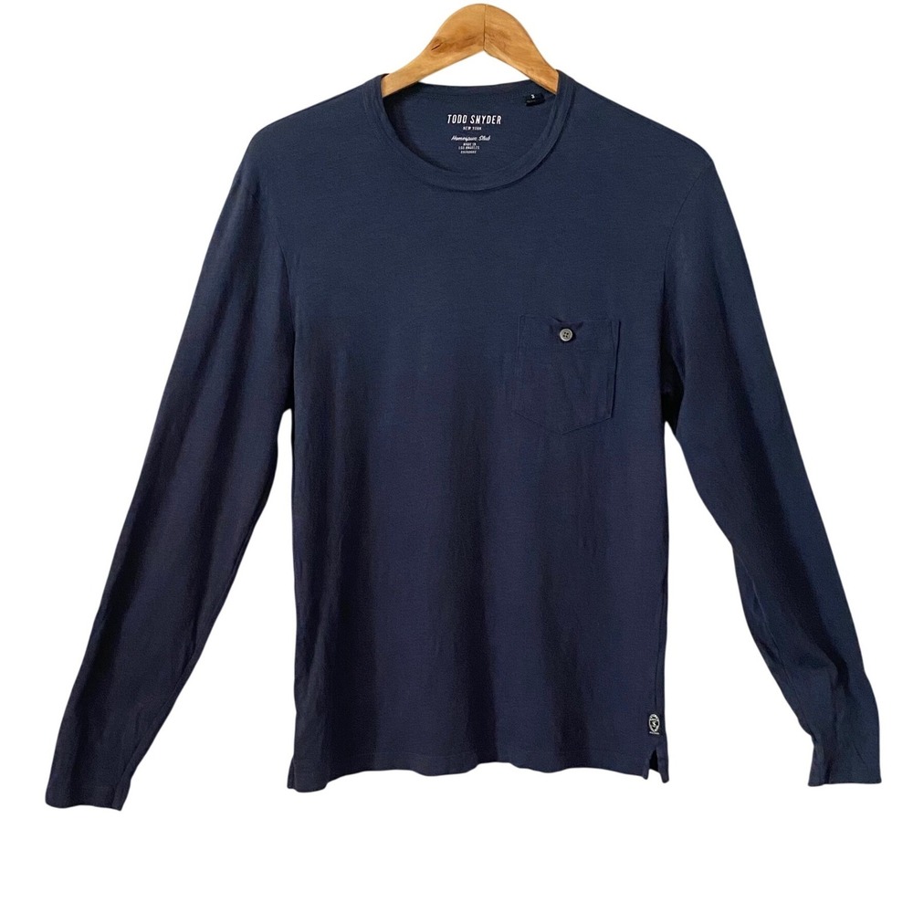Todd Snyder Homespun Long Sleeve Pocket T-Shirt Navy Blue Mens SZ Sm